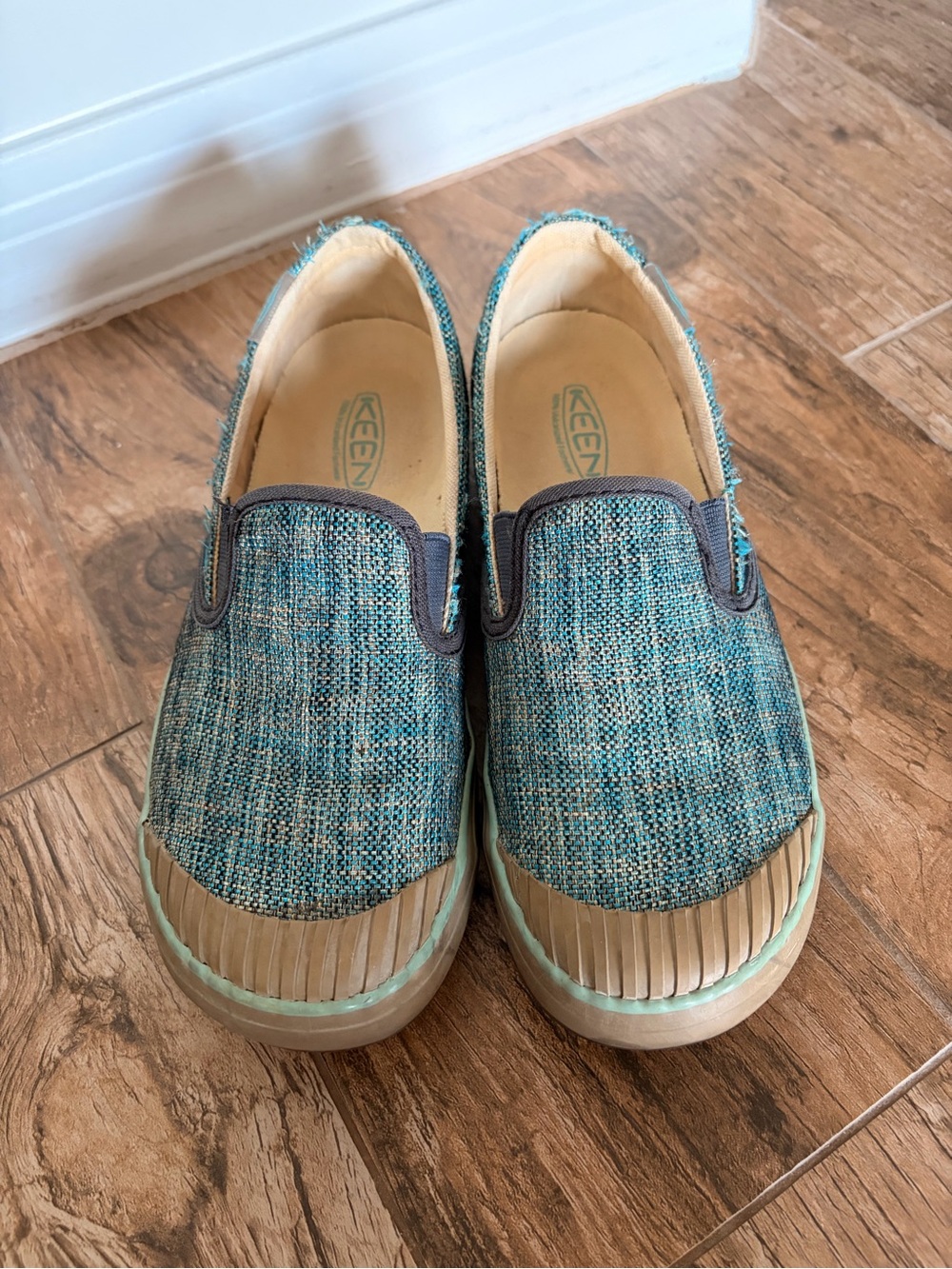 Keen Slip-On Sneakers in Teal and Blue